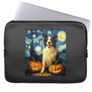 Capa Para Notebook Cachorro Border Collie Fofo Abóbora de Halloween P