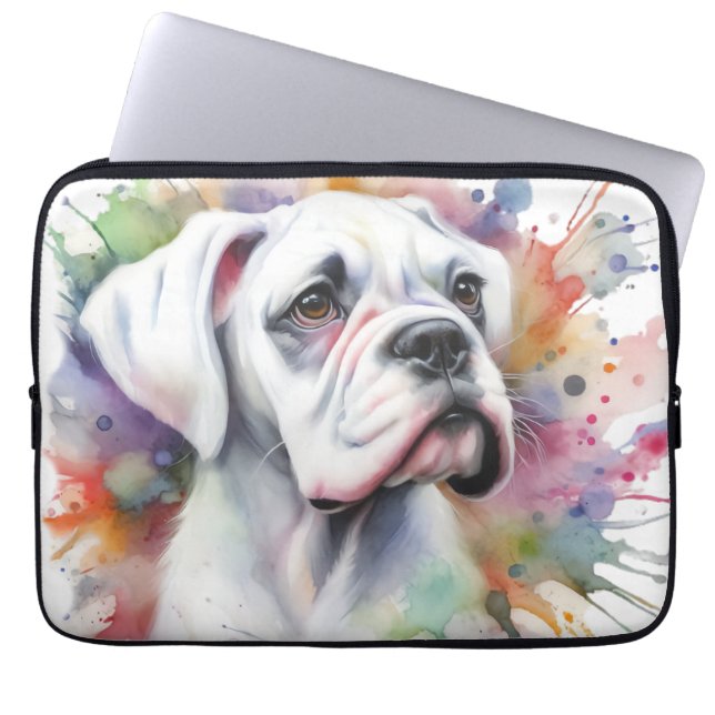 Capa Para Notebook Cachorro Boxer Alegria Mancha de Tinta Caprichoso  (Frente)