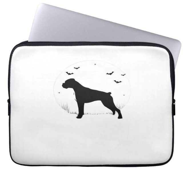 Capa Para Notebook Cachorro-Boxer - Silhueta da Lua Halloween Clássic (Frente)