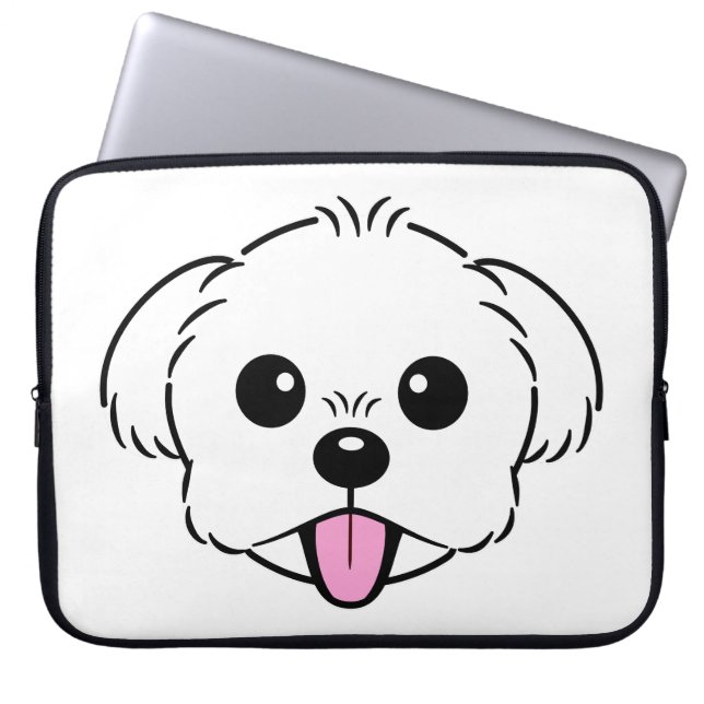 Capa Para Notebook Cachorro Branco Bichon Cachorro Esticando A Língua (Frente)