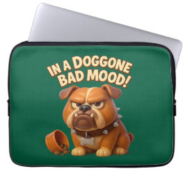 Capa Para Notebook Cachorro buldogue de mau humor - cachorro engraçad