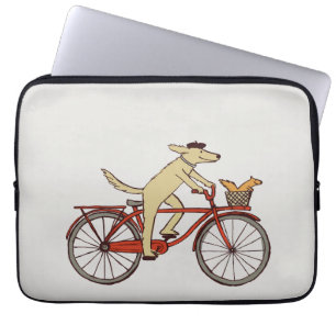 Capa Para Notebook Cachorro-ciclagem e esquilo   Arte animal divertid