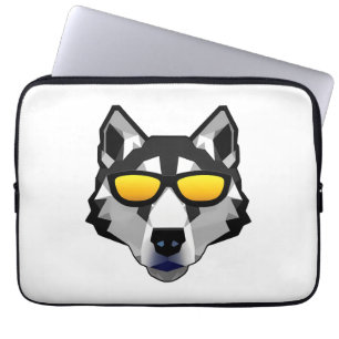 Capa Para Notebook Cachorro com óculos de sol - Husky siberiano