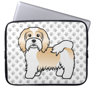 Capa Para Notebook Cachorro De Cartoon Cento E Branco Havanês