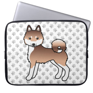 Capa Para Notebook Cachorro De Cartoon Klee Kai Cute, De Cor Vermelha