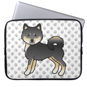 Capa Para Notebook Cachorro De Cartoon Malamute Preto E Tan