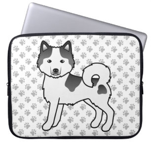 Capa Para Notebook Cachorro de Cartoon Malamute Preto Piebald Alaskan