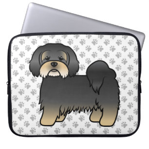 Capa Para Notebook Cachorro De Cartoon Negro E Tan Lhasa Apso
