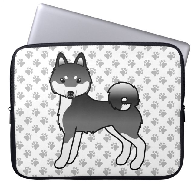 Capa Para Notebook Cachorro De Desenho Animado Fofo Alaskan Klee Kai  (Frente)