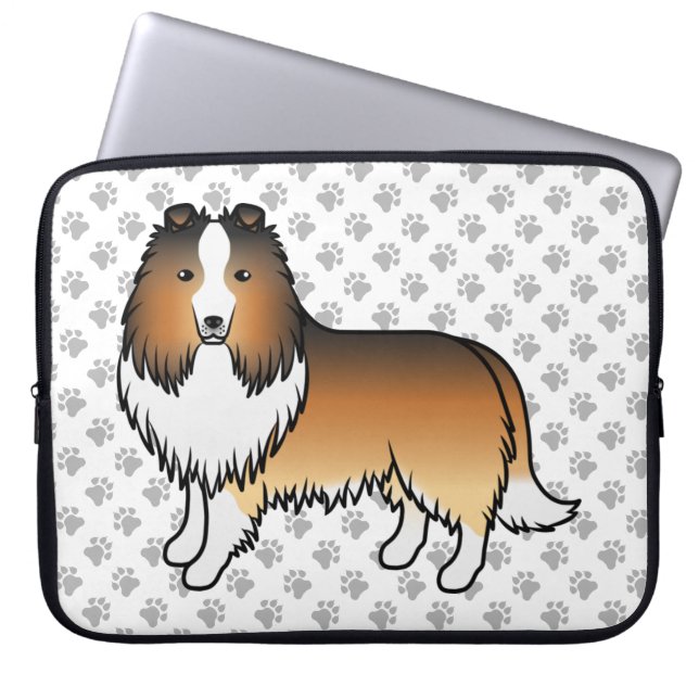 Capa Para Notebook Cachorro de desenho animado Sable Shetland Sheepdo (Frente)