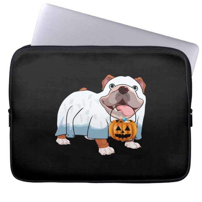 Capa Para Notebook Cachorro de Halloween do Bulldog Fantasma (Frente)