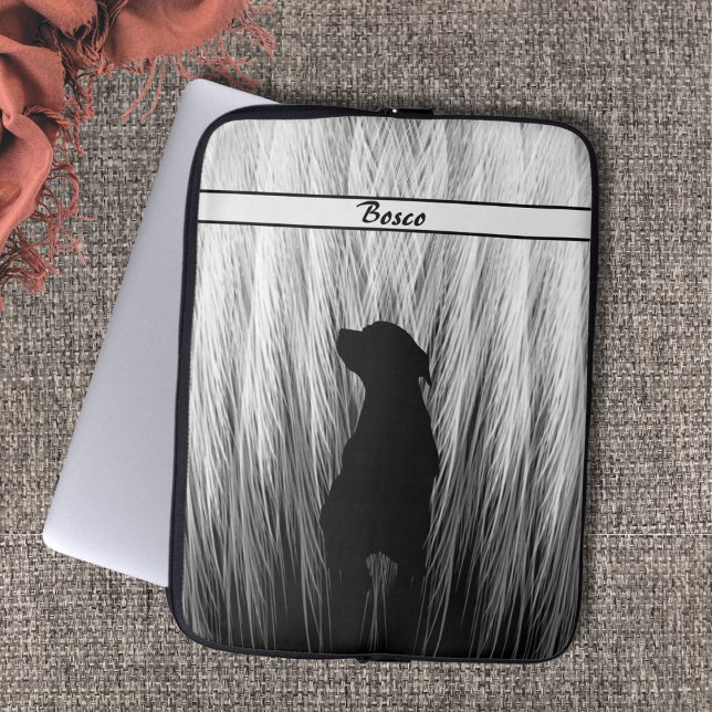 Capa Para Notebook Cachorro de penas preto e branco Elegante (Criador carregado)