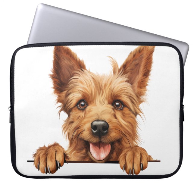 CAPA PARA NOTEBOOK CACHORRO DE TERRIER AUSTRALIANO CUTE ROWN (Frente)