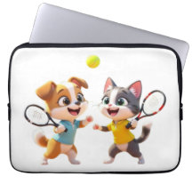 Cachorro e Gato de Desenho Animado Fofo Jogando Pa