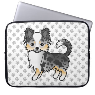 Capa Para Notebook Cachorro e patas Casaco Chihuahua azul Merle Long