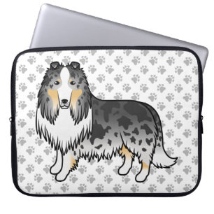 Capa Para Notebook Cachorro e patas, cor-de-rosa, cruz, azul