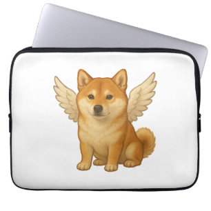 Capa Para Notebook Cachorro feliz desenho animado anjo Shiba Inu fofo