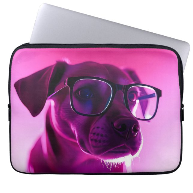 Capa Para Notebook Cachorro Legal com Óculos de Sol (Frente)