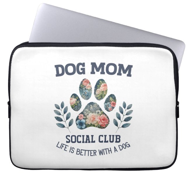 Capa Para Notebook Cachorro Mãe Paw Floral (Frente)