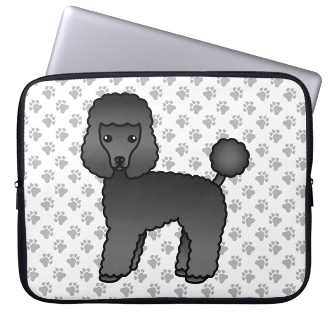 Capa Para Notebook Cachorro Preto de Brinquedo Poodle Cartoon Fofo (Frente)