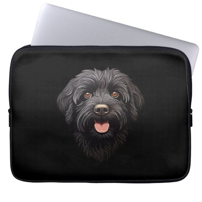 Capa Para Notebook Cachorro Preto Labradoodle (Frente)