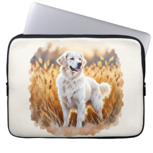 Capa Para Notebook Cachorro Retriever Dourado Branco