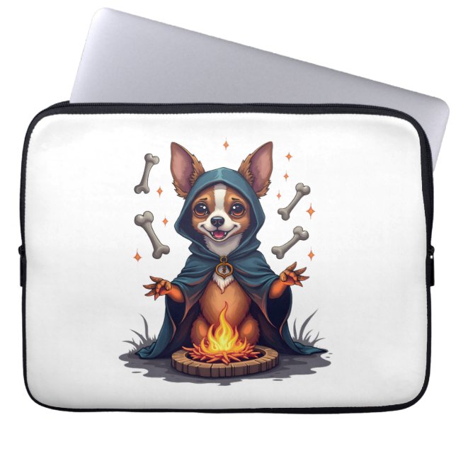 Capa Para Notebook Cachorro Ritual de Chihuahua Amaldiçoado (Frente)