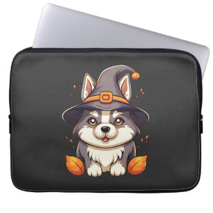 Capa Para Notebook Cachorro Rouco bonito no Dia das Bruxas