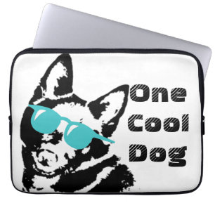 Capa Para Notebook Cachorro Schipperke com óculos de sol