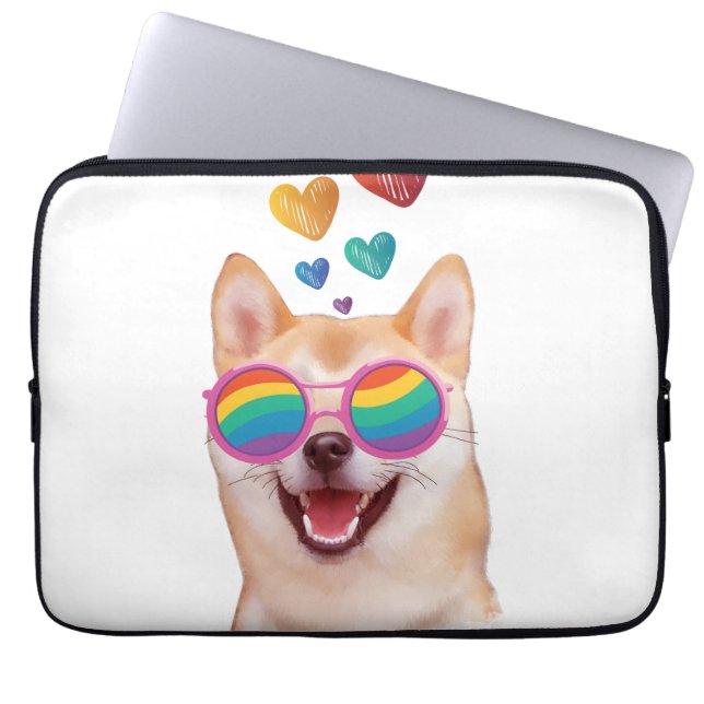 Capa Para Notebook Cachorro Shiba Inu com Dia de os namorados (Frente)