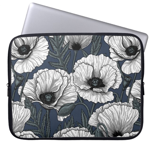 Capa Para Notebook Cachorros brancos no marinho (Frente)