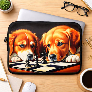 Capa Para Notebook Cachorros Brincando Xadrez