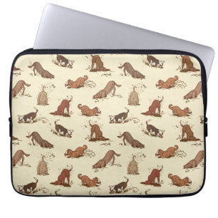 Capa Para Notebook Cachorros Digging - padrão de férias na praia.