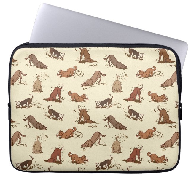 Capa Para Notebook Cachorros Digging - padrão de férias na praia. (Frente)