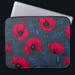 Capa Para Notebook Cachorros vermelhos e joias em azul escuro<br><div class="desc">Padrão de vetor desenhado à mão com flores de papoila e preguiças</div>