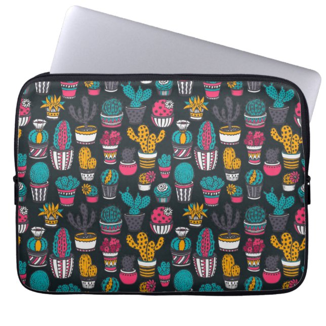 Capa Para Notebook Cacto tirado mão no teste padrão do estilo do (Frente)