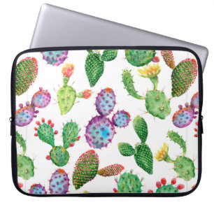 Capa Para Notebook Cacto tropical pintado à mão de aquarelas. Sem c