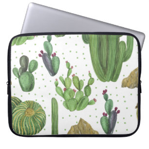Capa Para Notebook Cactos de aquarela, padrão natural sem costura.