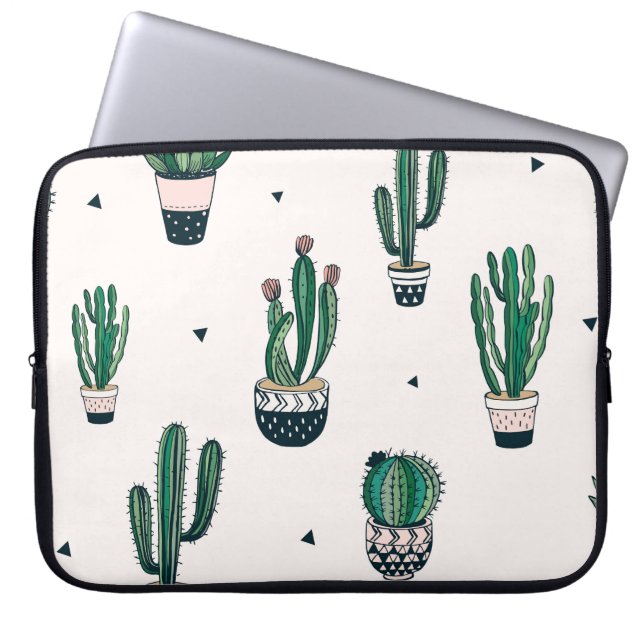Capa Para Notebook Cactos Decorativos Suculentes Padrão Invisível (Frente)