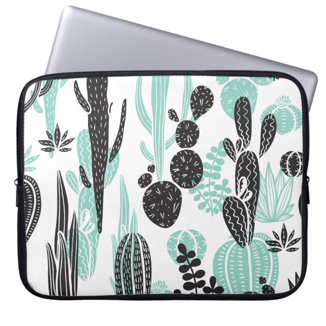 Capa Para Notebook Cactos Desenhados À Mão: Sem Costura (Frente)