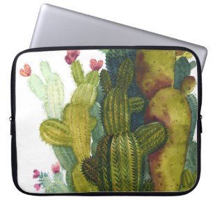 Capa Para Notebook Cactos, suculentes: aquarela vintage.