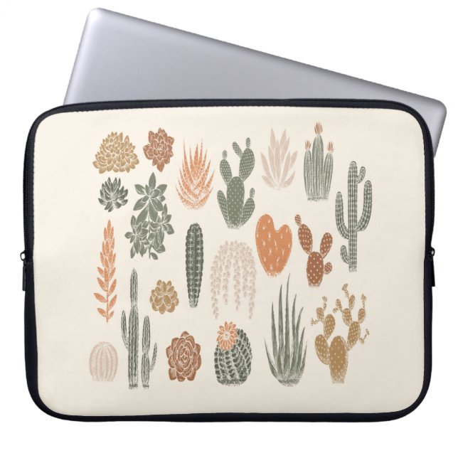 Capa Para Notebook Cactus e padrão suculento sem costura (Frente)