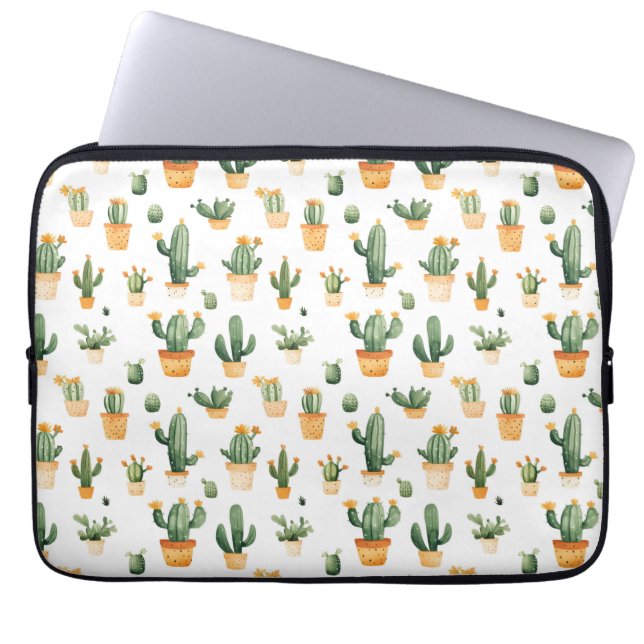 Capa Para Notebook Cactus Potado em Branco (Frente)