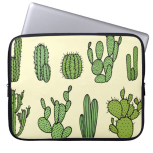 Capa Para Notebook Cactus Sketch: Elegância Floral Vintage.