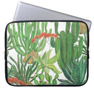 Capa Para Notebook Cactus Watercolor: pintura de padrão sem costura