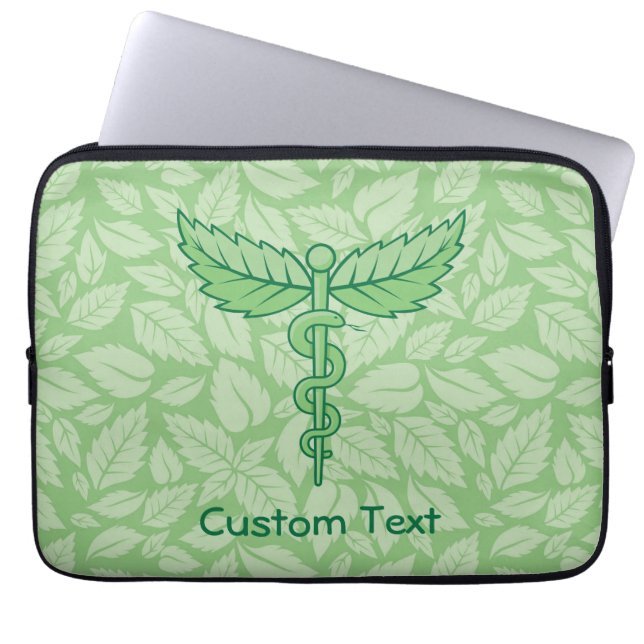 Capa Para Notebook Caduceus com Bolsa de laptop de Fundo das Folhas (Frente)