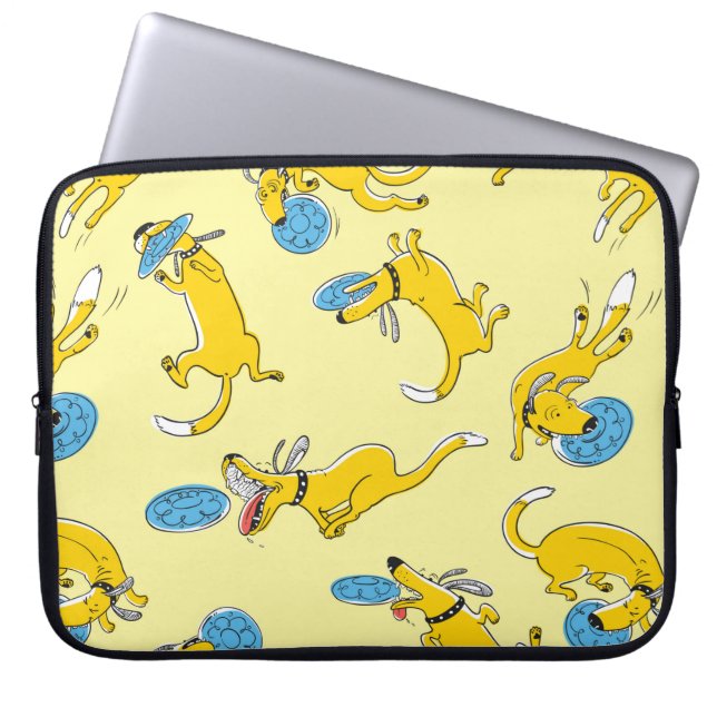Capa Para Notebook Cães com atividade cúbica vintam um padrão uniform (Frente)