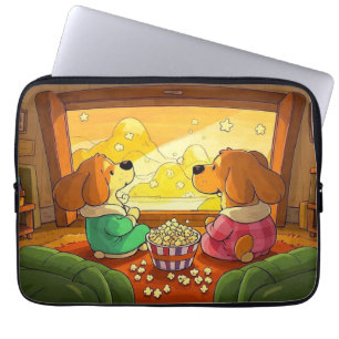 Capa Para Notebook Cães de desenho animado bonitos pipocas e filmes