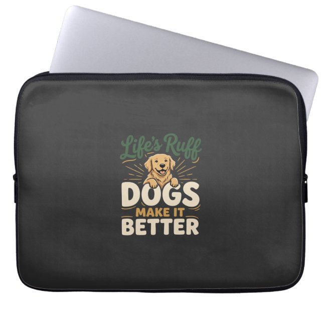 Capa Para Notebook Cães Engraçados Tornam Tudo Melhor (Frente)