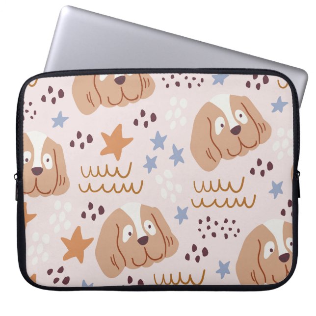 Capa Para Notebook Cães, estrelas, linhas, linhagens, sem costura: (Frente)